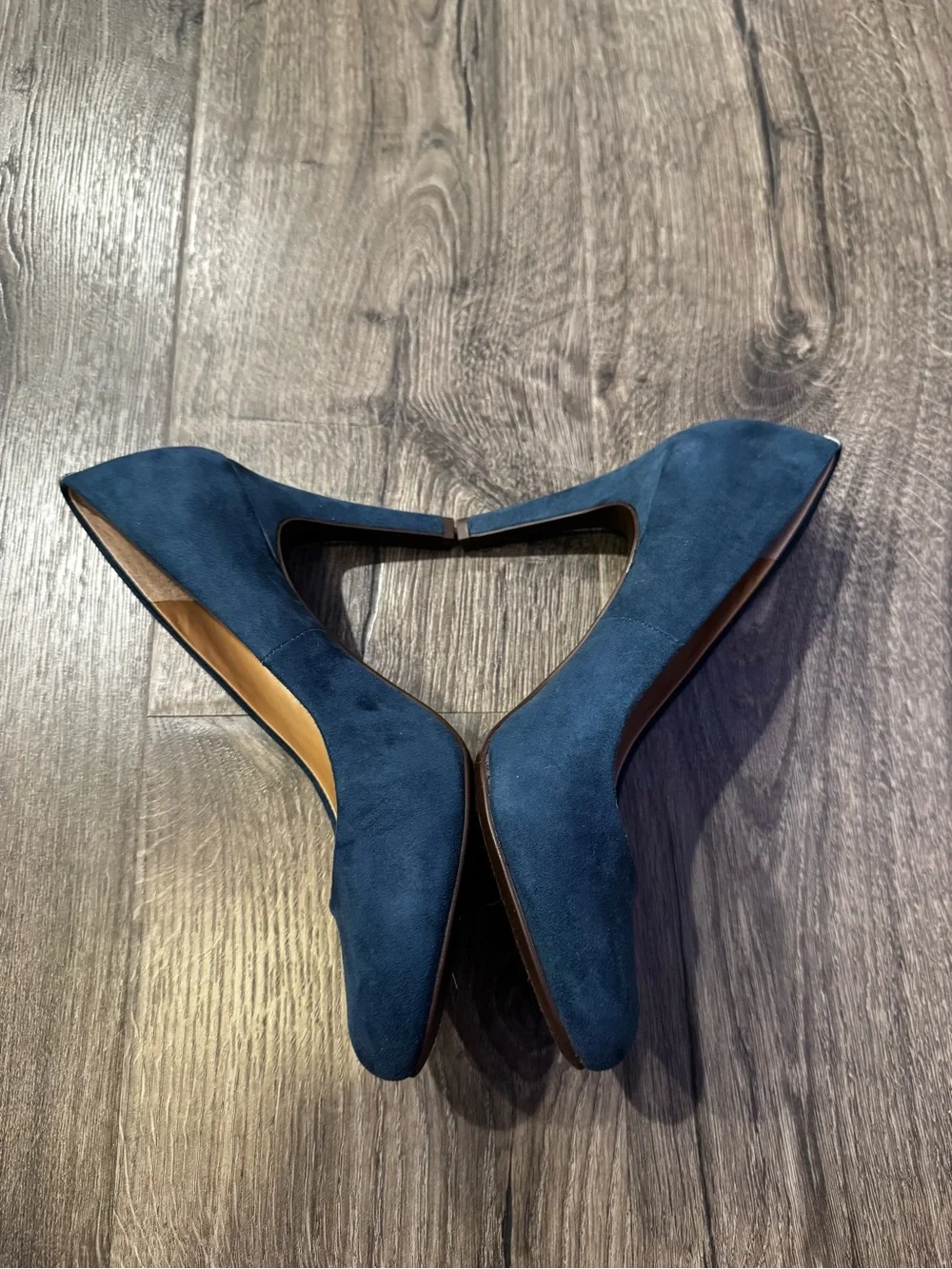 Kelly & Katie Navy blue Suede High Heel Pumps peacock mic Isabella size 8.5 - Picture 3 of 10